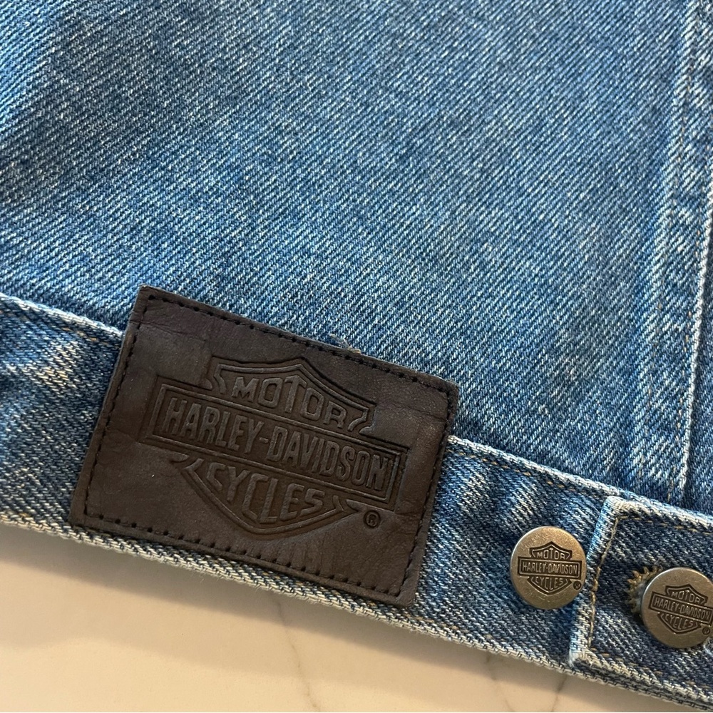 Harley Davidson Motorcycle Denim Vest with Patches - Picture 12 of 17